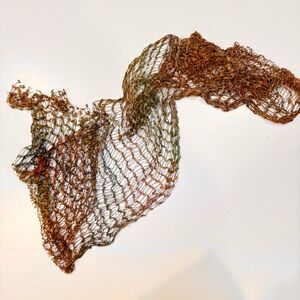 Handmade Shiny Brown Ribbon Crocheted Scarf